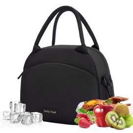 Bolsa de Almuerzo,Lonchera termica para mujer Hombre,Bolsa para el Almuerzo Prueba de Fugas, Impermeable y Térmica,Gran capacidad,Correa Ajustable Para Hombro,para Picnic,oficina,Camping (negro)