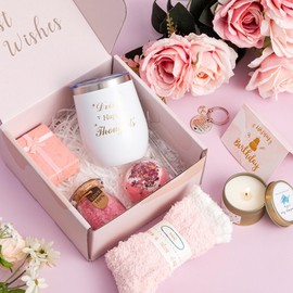 Birthday Gifts for Women,Unique Happy Birthday Hampers Pamper Gift Box for Her,Self Care Package Relaxation Spa Bath Set Birthday Presents Basketfor Best Friends, Mum, Sister, Auntie (Pink)