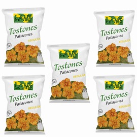 Lam's Tostones Salted, No Trans Fat, Gluten Free, 5 x 4 oz, Smashed Plantain Chunks, Thin and Crispy, Only Three Ingredients Tostones (Pack of 5, Salted)