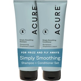 Acure Set De Champú Y Acondicionador Simply Smoothing - Hidratante Y Humectante Para Mujeres Y Hombres, Hidrata El Cabello Encrespado, Seco Y Dañado  