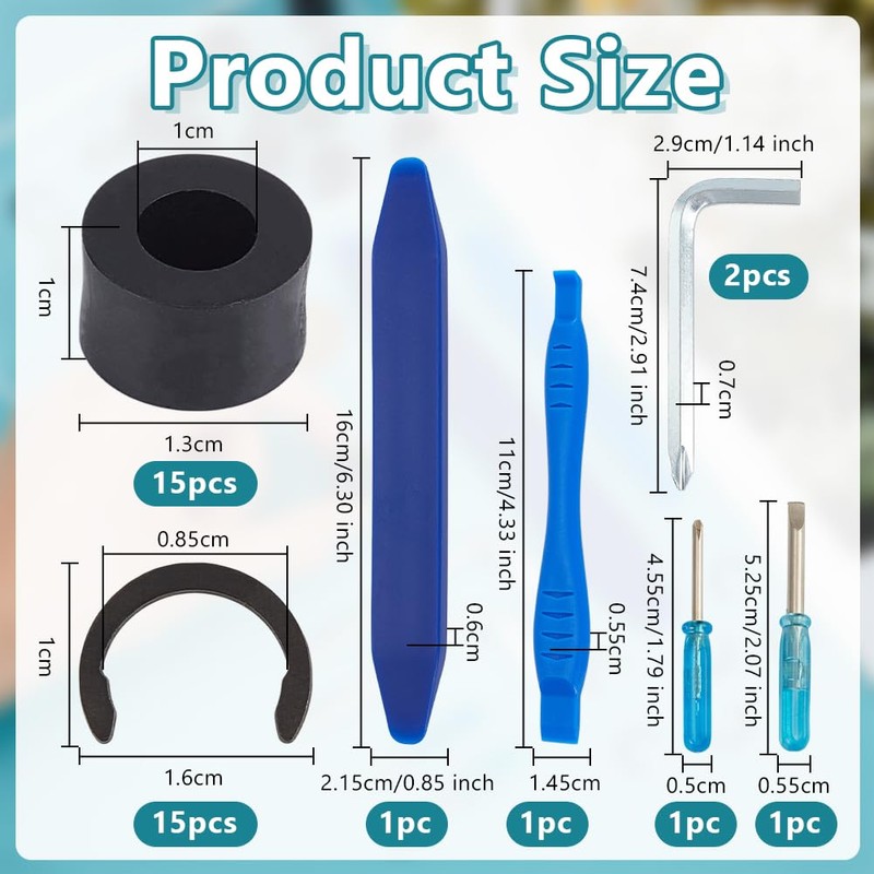 OLYCRAFT 36Pcs Rubber Roller Resolution Replacement Include 15Pcs Rubbers Rollers