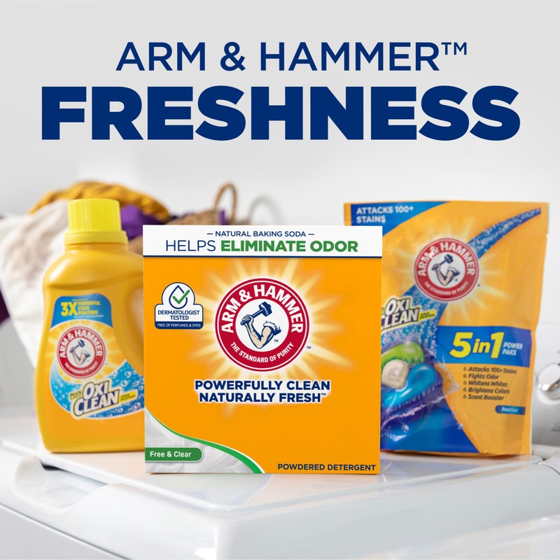 Arm & Hammer Laundry Detergent, Free of Perfume & Dyes,