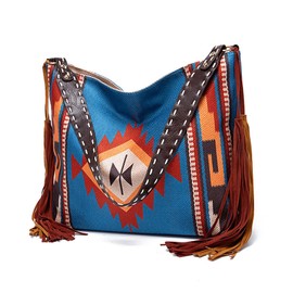 NICOLE & DORIS Large Handbags for Women Boho Shoulder Bag Oversized Tote Bags Multicolor Print Handbag Light Weight Cotton Shopping Bag for Work Travel Daily Pattern 5