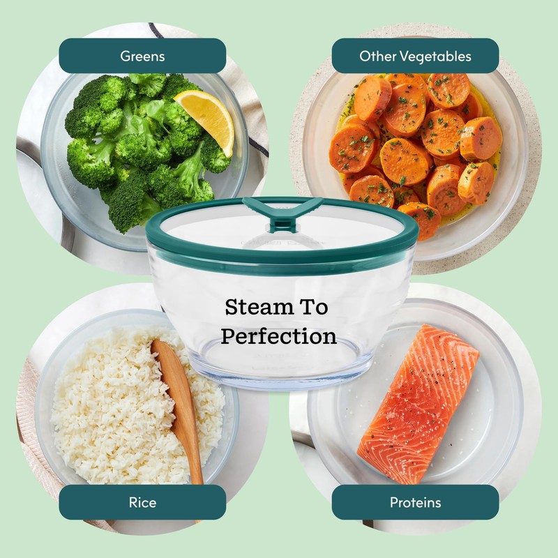Anyday 7-Cup Glass Microwave Steamer for Vegetables – BPA-Free Glass