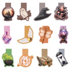 Pack of 12 Children's Magic Themed Bookmarks, Magnetic Bookmarks for Students, Teachers, Reading Lovers, Graduation Gift