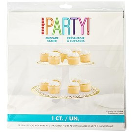 Elegant Gold Foil Cardboard Cupcake Stand (33cm x 35cm) - Dazzling Cardboard Display Tower - Perfect for Parties & Celebrations - 1 Pc