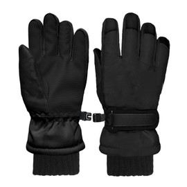Kids Winter Snow Ski Gloves for Boys Girls Children Snowboard Waterproof Thermal Fleece Gloves for Cold Weather (A-Black, M (6-9 Years Old))