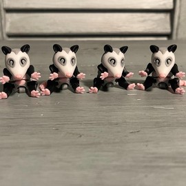 Possum Opossum Mama 2 MINI BABIES Trash Can and FREE 8-Bit Heart Keychain- 3D Printed Figurine Fidget Valentine's Day print mini desk figure desk buddy - Trash Can Colors: 4 Babies Only