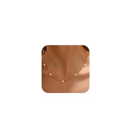 Havopso Gold Chain Necklace for Women 18K Gold Plated Stainless Steel Necklace Dainty Heart Choker Chain Simple Delicate Minimalist Trendy Jewelry