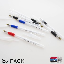 BAZIC Ballpoint Pen Prima Black Blue Red Stick Pens, Soft Grip 1.0 mm Bold Point Smooth Writing, for Office School Teacher (8/Pack), 24-Pack