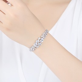 QUKE Luxury Cubic Zirconia Crystal Dress Bracelet Fashion Bridal Wedding Bracelets for Women Girls Jewellery, Crystal