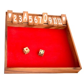 Shut The Box 12 Large Blue Flap Game as Wooden Box with 12 Flaps Puzzle Wood Dice Game, Entertainment Game, Drinking Game, Arithmetic Game for Children, Group Game