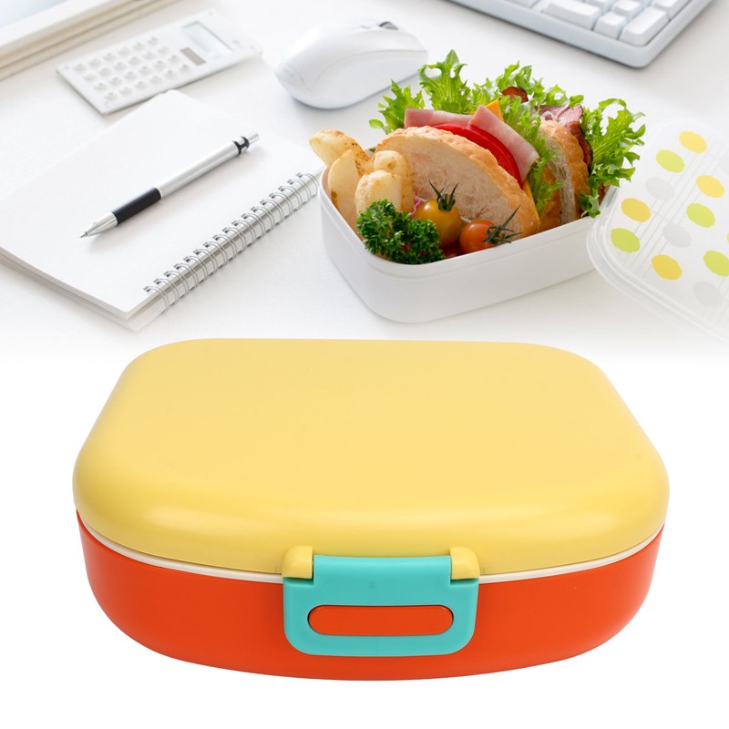 Bento Lunch Box ABS Separate Compartments with Buckle Handle Leakage