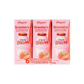 BINGGRAE Korean Banana Flavored Milk - 6 Packs* 6.76fl oz 4 Flavors to Choose [Korea’s No 1 Classic Banana Milk] - Drink Packaged Milky Dairy - Specification: Strawberry Milk