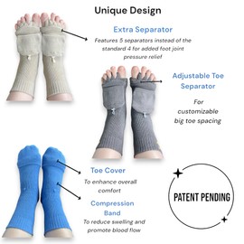 Perlyna Variety Toe Alignment Socks with Toe Separators for Women and Men Bunion Corrector Relief Overlapping Toes (US, Alpha, Small, Regular, Regular, Beige)
