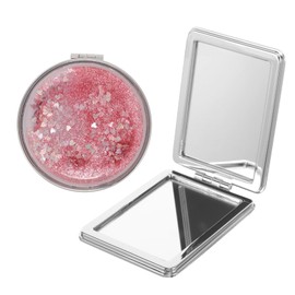 FRCOLOR 2pcs Portable Hand Mirrors for Women Compact Travel Makeup Mirrors Mini Decorative for Purses Go Touch Ups