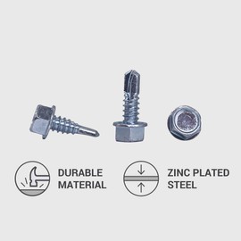 Pack of 50 DIN 7504K Galvanised Steel 6.3 x 19 mm Screws Self Drilling Tapping Screw Hex Washer Head Self Tapping (50, 6.3 x 19 mm)