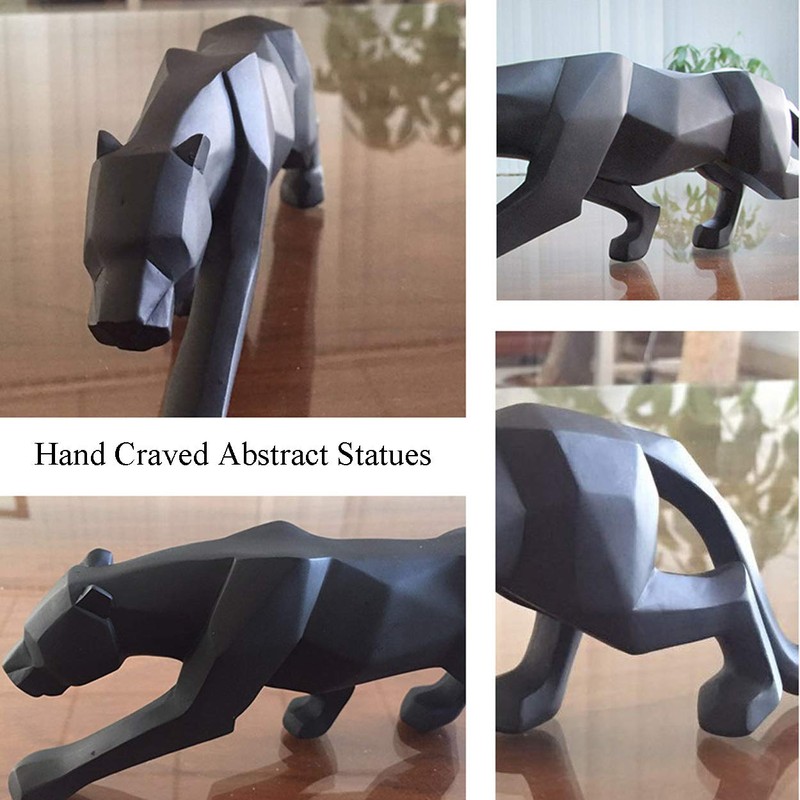 FJWYSANGU Abstract Leopard Statues Panther Sculpture Hand Craved Animal Resin