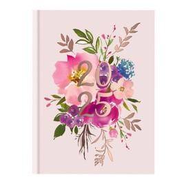 2025 Hardcover Diary A5 Week to View Planner Stylish Lilac Pink Floral Flower Design
