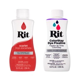 Rit Dye – 8 Oz. Liquid Fabric Dye for Clothing, Décor, and Crafts – Scarlet with Color Fixative