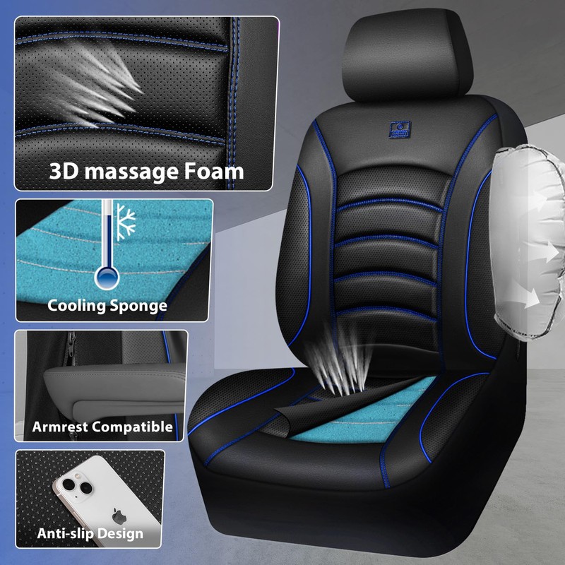 CAR PASS 3D Foam PU Leather Car Seat Covers, Universal