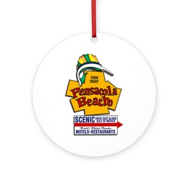 CafePress Pensacola Beach Welcome Sign Design Or Round 4" MDF Holiday Ornament