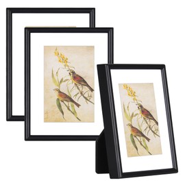 3x4 Picture Frame Set of 3, Matte Black Modern Thin Aluminum Metal Photo Frame with HD Glass, Fits 2x3 with Mat or 3 x 4 without Mat, for Tabletop and Wall Mounting