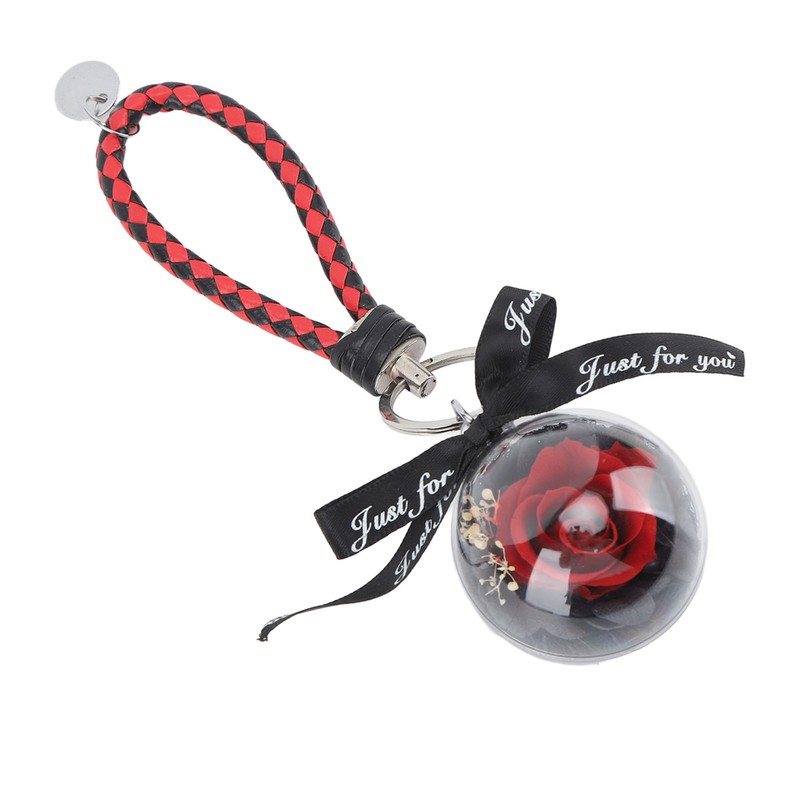Eternal Flower Keyring Beautiful Rose Pendant Handmade Preserved Keychain for
