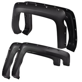 ALLGOOD Fender Flares Compatible with Chevy Silverado 2500HD 3500HD 2014-2018 (Fit Fleetside with 69.3" Short Bed Crew Cab Models) Textured Black Pocket Rivet Bolt Style Wheel Cover 4pcs