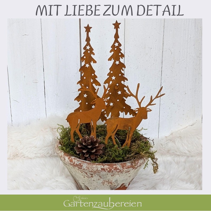 Storm's Gartenzaubereien Garden Stake Deer Decoration with Fir Trees in