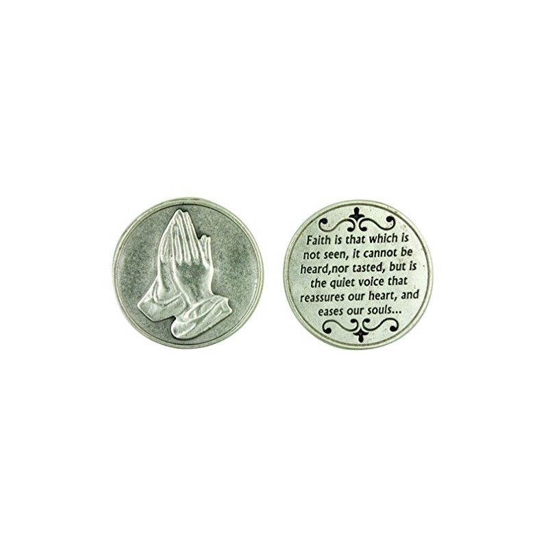 Lumen Mundi Praying Hands Pocket Token Silver Tone Devotional with