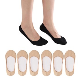 flintronic Sneaker Socken Damen, 6 Paar Damen Füsslinge Herren, No Show Socken mit Rutschfest Silikon, Unsichtbare Sneakersocken Unisex, Atmungsaktiv Kurzsocken Baumwolle 36-41