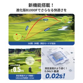 OUTZOOP B1000F Golf Laser Distance Meter, LCD Black Display, 3-Point Measure, Fastest 0.02S Measure, Small, Ultra Light, 4.5 oz (128 g), High Transmittance Lens, 6.0 x Optical Telephoto, 39.4 ft (1000