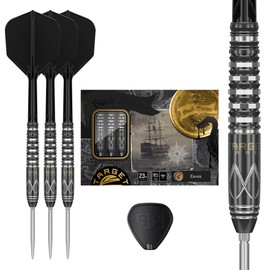 Target Japan Black Marque Chaos 90% Tungsten K-Flex Swiss Point Steel Tip Darts Set, 23G | KFlex Dart Flight, Swiss Nano Points, Black & Silver Steel Dart Tip with K Flex Integrated Shafts and Flights