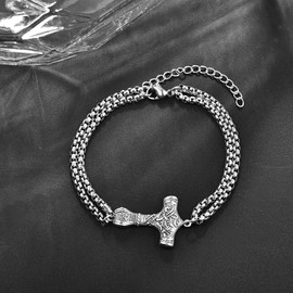 KINGWHYTE St Michael/St Christopher/Compass/Viking Bracelet 925 Sterling Silver Adjustable Medal Bracelet Religious Jewellery Birthday Gifts for Men Women, Sterling Silver, Not known.