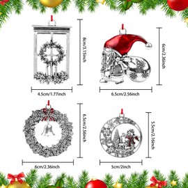 Christmas Decoration Ornament Metal Pendants for Tree Hanging Window Wreaths Xmas Festive Holidays Home Decor Silver