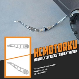 HCmotorku Motorcycle Kickstand Extension Kit Fit For Harley Dyna Street Bob FXDB Fat Bob FXDF Low Rider FXDL 1993-2017 Chrome