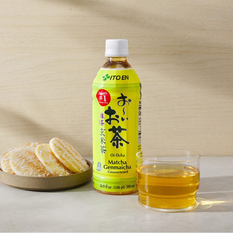 Ito En Oi Ocha Unsweetened Matcha Genmaicha Green Tea, 16.9
