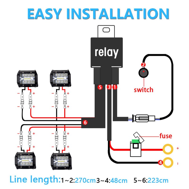 LED Light Bar Wiring Harness Kit, 300W 2 Leads 16