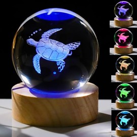 3D Sea Turtle Gifts for Women - Crystals Ball 60mm - Sea Turtle Figurines Decor Glass Animals Figurine - Gifts for Room, Birthday, Lovers, Keepsake, Paperweight