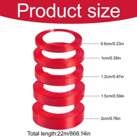 Satin Ribbon, Red, Pack of 5 Decoration Gift Ribbon, Ribbon for Crafts, Gift Ribbon, Wedding Fabric, Red Gift Ribbon, Gift Ribbons for Christening, Birthday, Decoration, Gift Wrapping