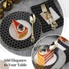 Pryntono 300PCS Gold Plastic Silverware, Heavy Duty Gold Disposable Utensils,