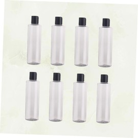 BUGUUYO 8pcs Press Pump Lotion Dispensers Emulsion Bottles for Makeup Storage Transparent Containers with Black Caps Easy to Refill and Clean