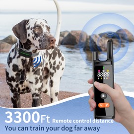 Dog Training Shock Collar 4000FT Dog Bark Collar with Remote IP67 Waterproof 4 Training Modes Beep Vibration Shock Light Mode Magnetic Charger Electric Dogs Collar 8-25 inches Single Shock Double