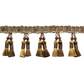 DecoPro Beaded Tassel Fringe, Style# BTFH4, Color# D2A2 - Cappuccino Brown [5 Yards]
