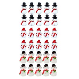 LUOZZY 30 Pcs Mini Snowman Figurines Christmas Miniature Snowman with Hat and Scarf Mini Resin Snowman Statue Micro Landscape Ornaments Fairy Garden Dollhouse Decoration