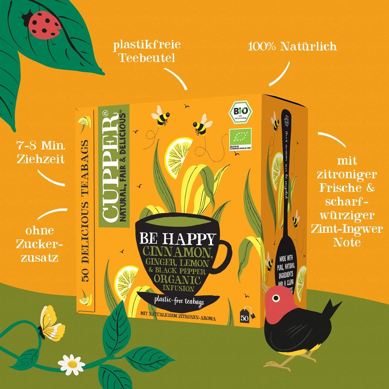Cupper Organic Spice Tea Be Happy | 50 Tea Bags
