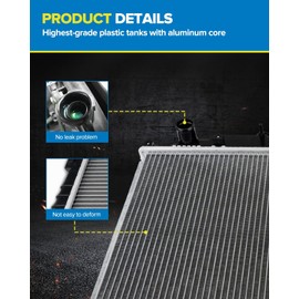 PHILTOP 13200/13204 Radiator Replacement for Durango 2011-2014, Grand Cherokee 2011-2019 Automotive Engine Radiators