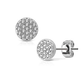 beyoutifulthings Women's 1 Pair Earrings Set Stainless Steel Surgical Steel Micro Zirconia Round Silver, Stainless Steel, Cubic Zirconia