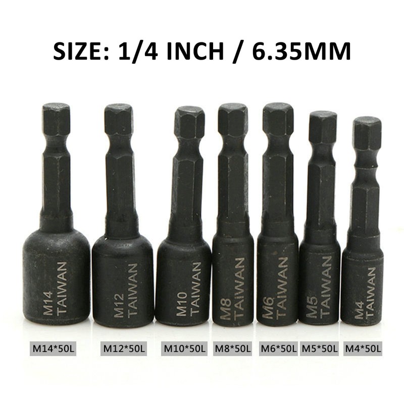 Secretary 7-Piece Socket Screwdriver, Hex Shank Driver, Tap Adapters, Hex